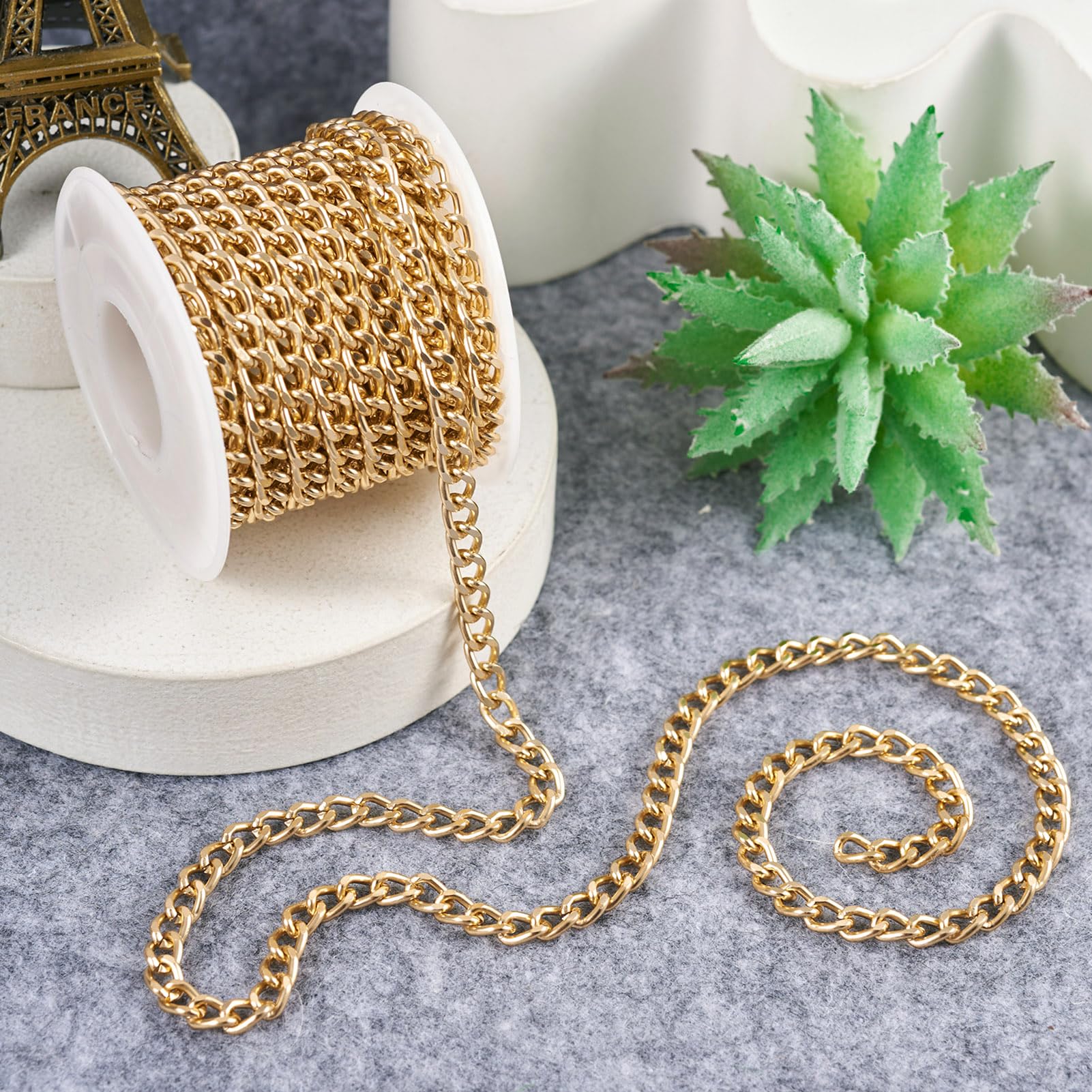 16,4 Fuß Aluminium Kurvenkette 5mm Breit Mit 10 Hummer-Verschlüssen & 30 Sprungringen – Silber Metallkette Für Schmuck & Kleidung