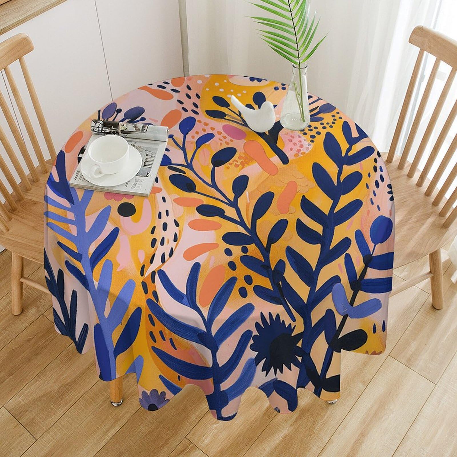 Nappe imperméable lavable en machine motif abstrait pour terrasse et banquet