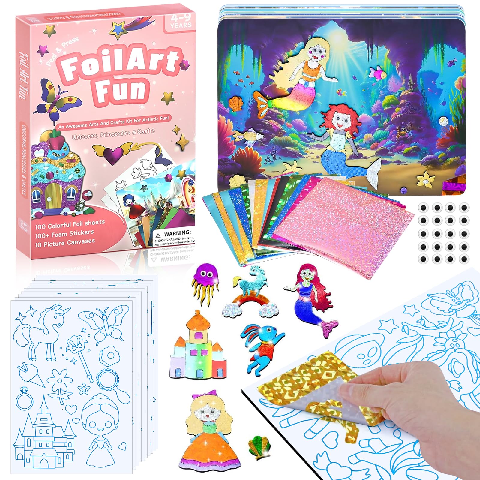 EOPUOZS Kits de Manualidades, Unicornios y Princesas, Actividades de Bricolaje, Actividad Artística y Artesanal, Regalos para Niños de 4 a 9 Años (Rosa)