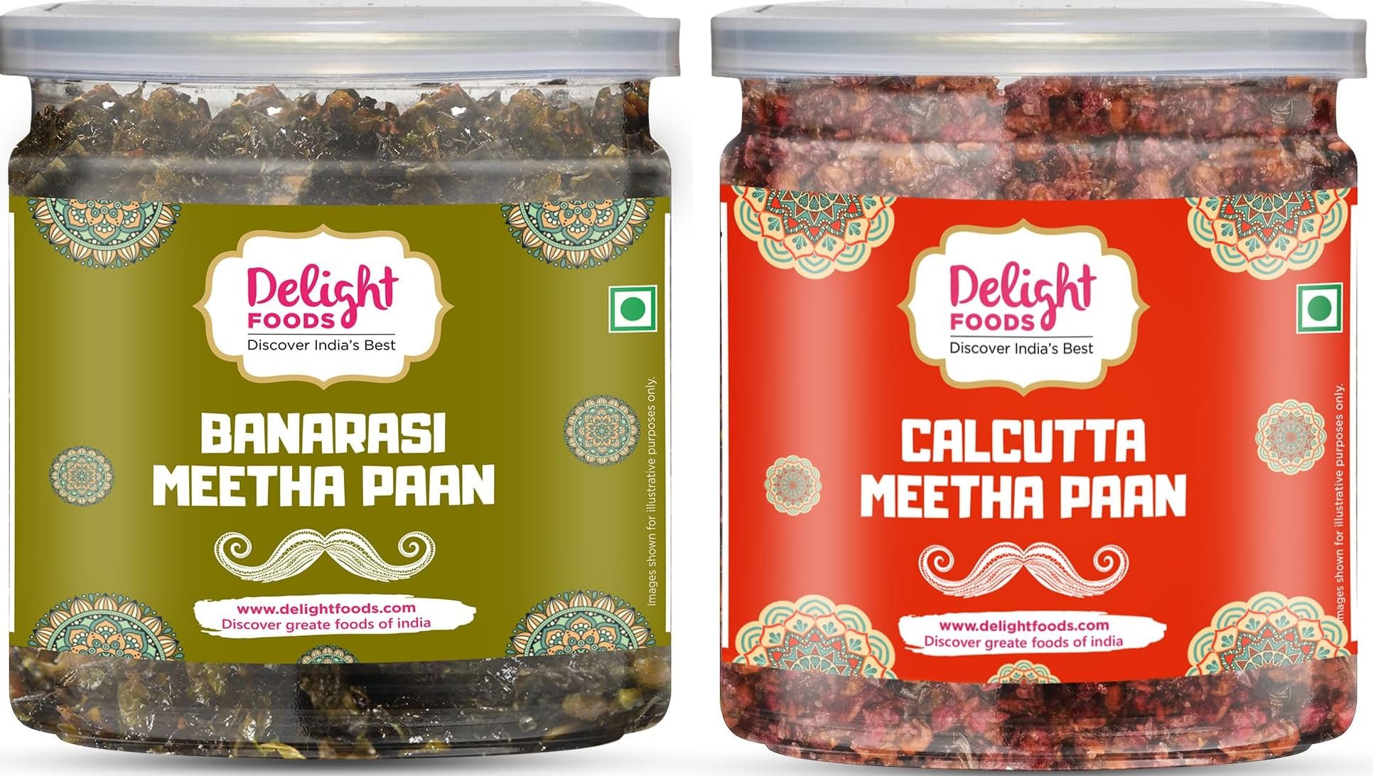Calcutta Meetha Paan and Banarasi Meetha Paan, 600g (300g x 2) | Without Supari | Hygienically Packed Traditional Mukhwas | Premium Mouth Freshener