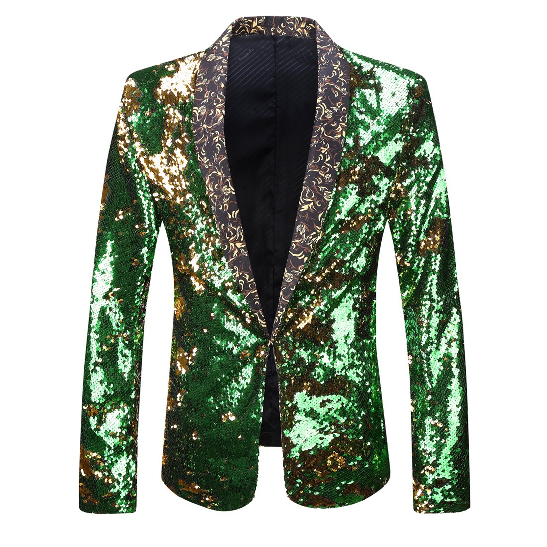 Men Stylish Two Color Conversion Shiny Sequins Blazer Suit Jacket