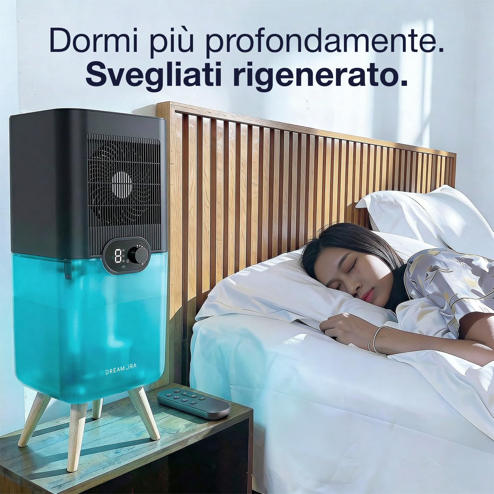 DREAMORA Luna - Raffreddatore per Materasso Silenzioso e Compatto per un Sonno Profondo e Ristoratore Sistema di Raffreddamento per Letto ad Acqua - Tappetino Double Face per Massimo Comfort