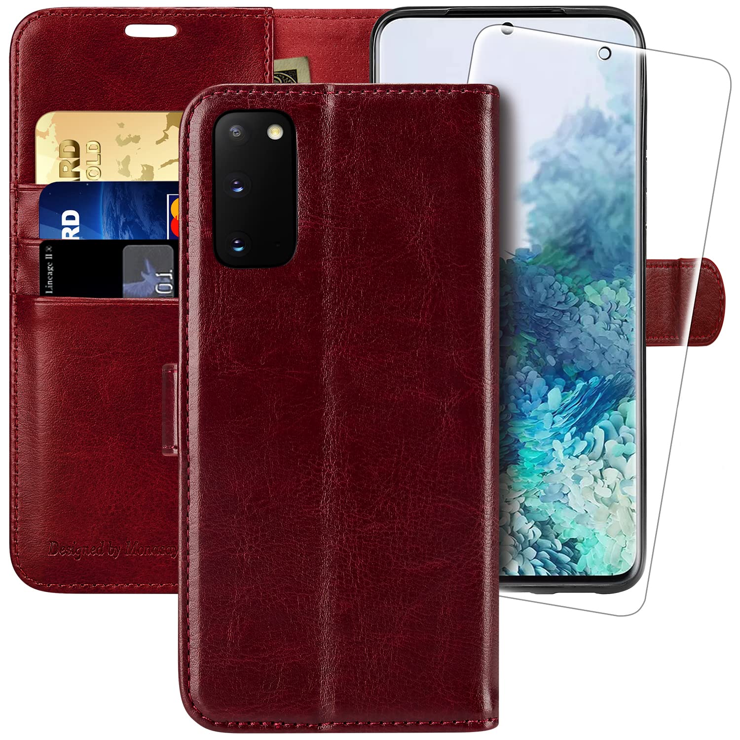 Funda cartera Samsung S20 MONASAY con protector pantalla y cuero tapa 7