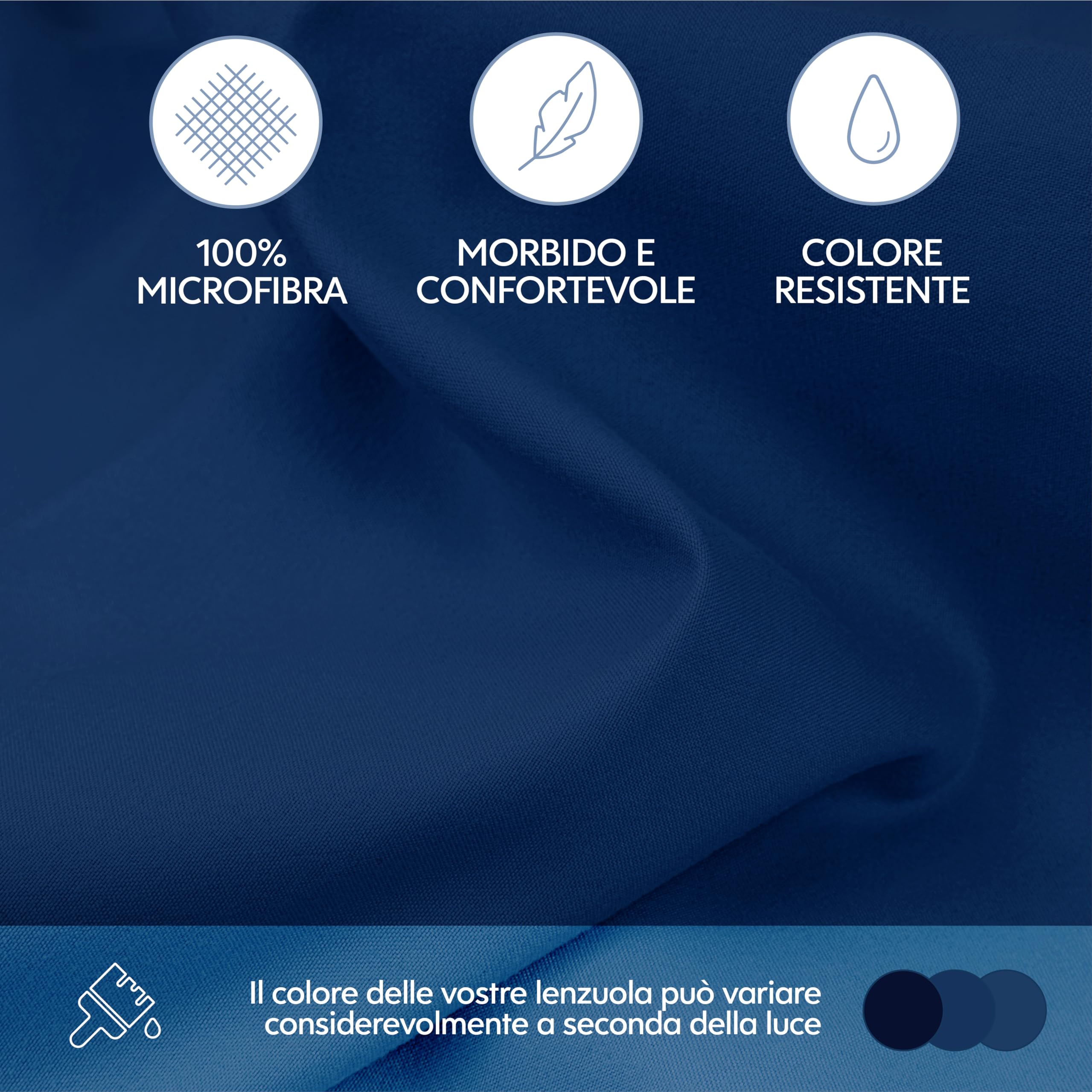 Dreamzie Lenzuolo con Angoli Matrimoniale 200x200 cm - Altezza fino a 33 cm - 100% Microfibra - Blu Scuro - Certificato senza Prodotti Chimici (Oeko TEX), Lenzuola Letto con Angoli ed Elastico