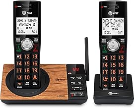 AT&T CL82267 DECT 6.0 2-Handset Cordless Phone for Home with Answering Machine, Call Blocking, Caller ID Announcer, Intercom and Long Range, Black & Wood Grain Finish