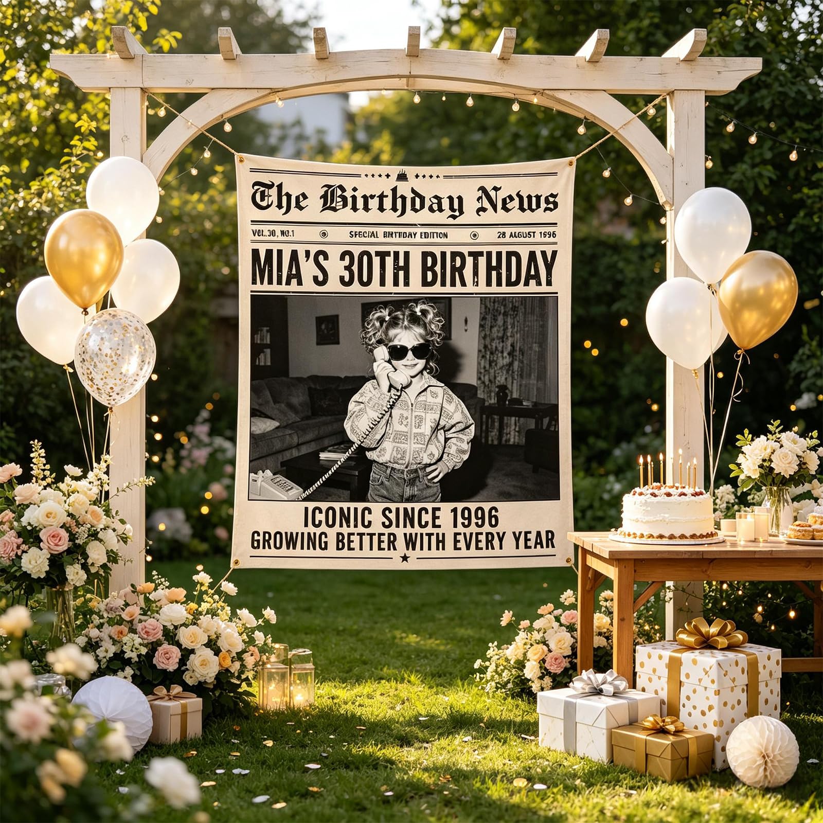 VJY Personalised Happy Birthday Banner, Custom Birthday Banner with Photo, Style 3 - Image 5