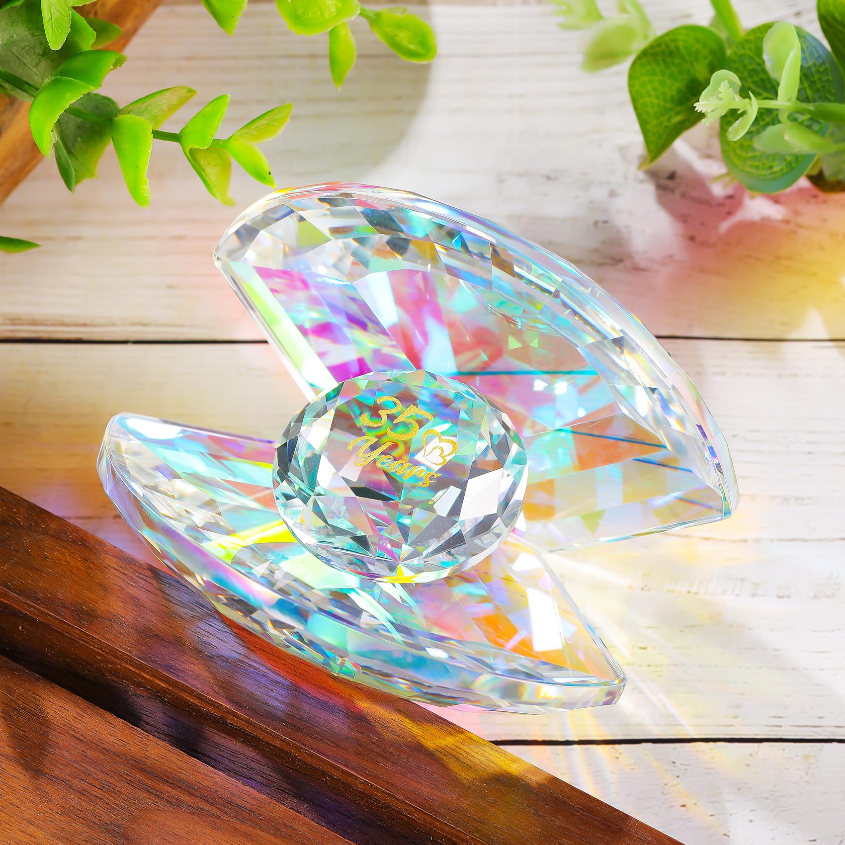 Crystal Shell Coral Wedding 35th Anniversary Romantic Gifts for Parents 35 Years Anniversary Presents Ideas for Couples Marriage Keepsake for Wife Party Decor Ornament - Image 4