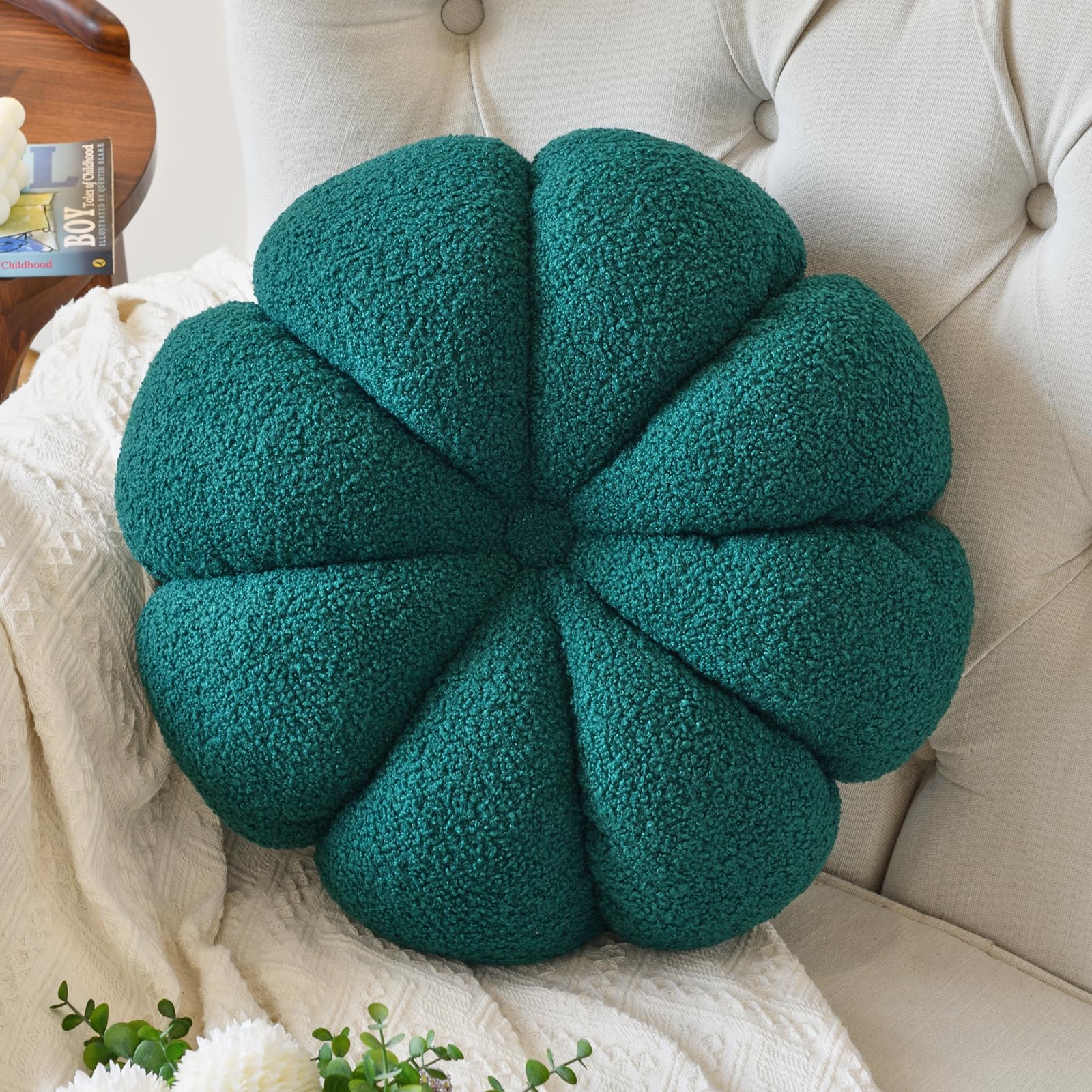 Round Throw Pillow, Round Cushion Pillows Pumpkin Decorative Pillows  Floor Cushion for Couch Bed Sofa Chair, Dark Green Aesthetic Circle Seat