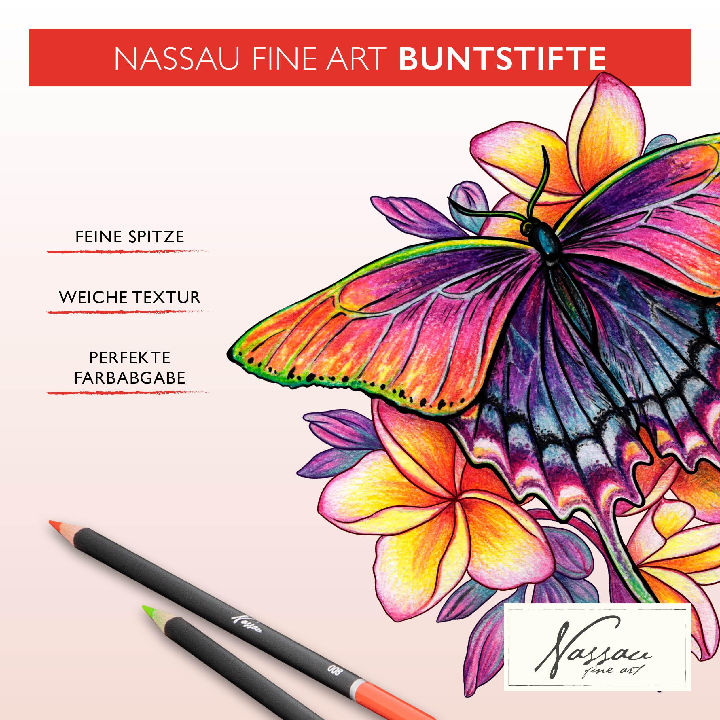 VAN NASSAU FINE ART Professional 120-teilige Buntstifte set in einer Präsentationsbox aus Blech | Holzstifte Zeichenset | Hochwertige Farbminen | für Kinder und Erwachsene