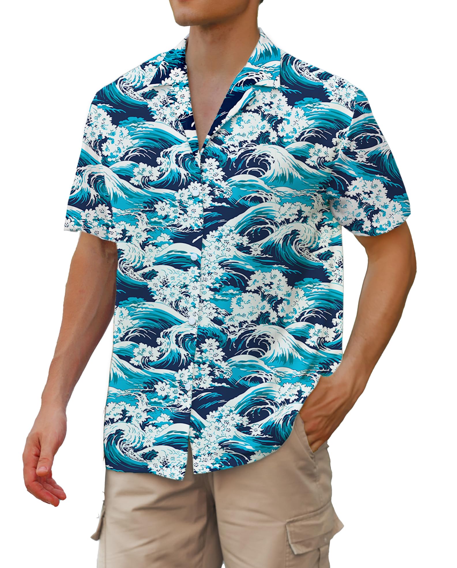 Cromoncent Hawaiian Shirt for Boy&amp;Men Short Sleeve Cuban Collar Tropical Holiday Summer Beach Shirts