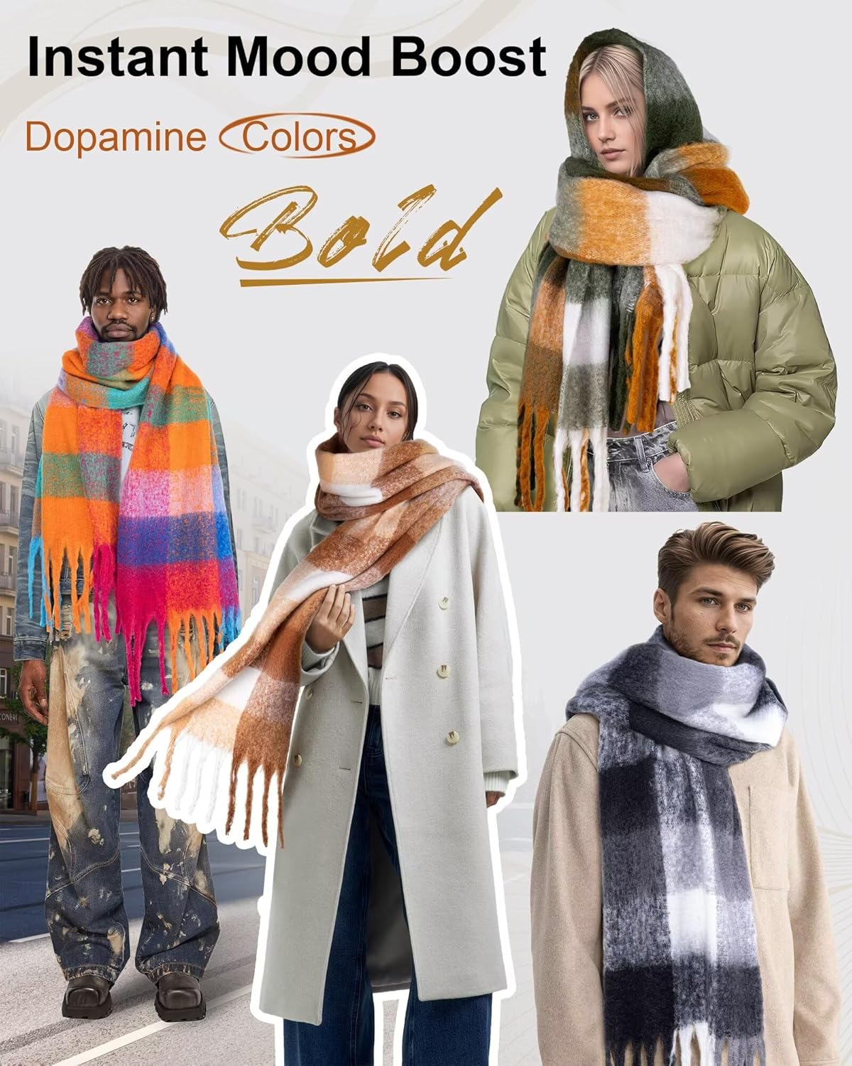 Colorful Winter Scarf for Women - Warm Chunky Blanket Scarves,Trendy Christmas Gifts & Stocking Stuffers for Women - Image 4