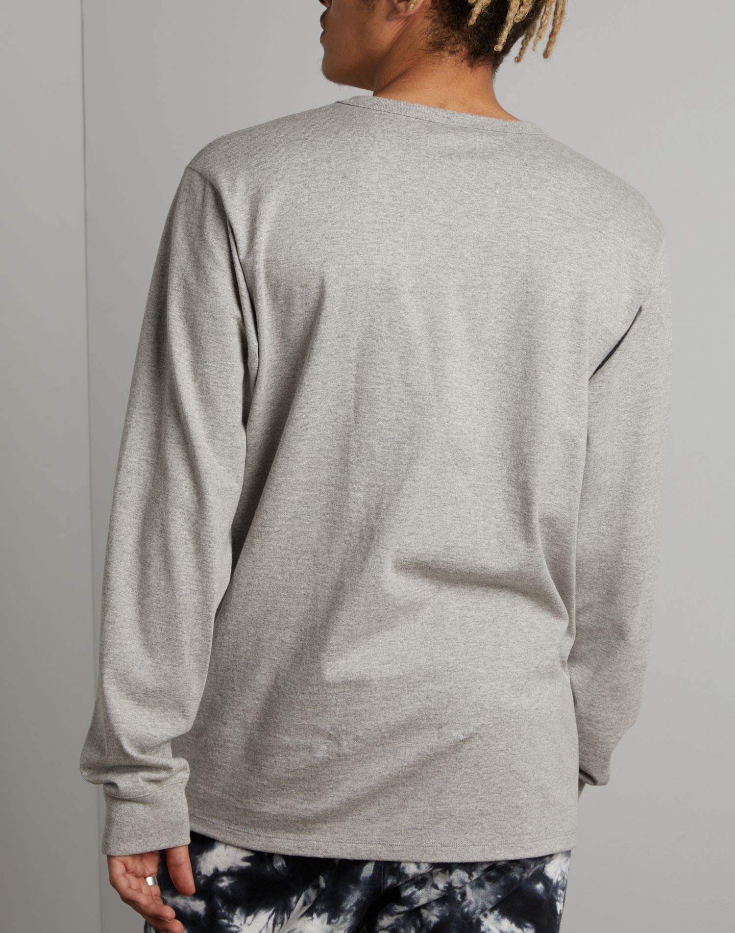 Champion Men's Heritage Long Sleeve Tee-Oversized Block Champion Arch, black, Small