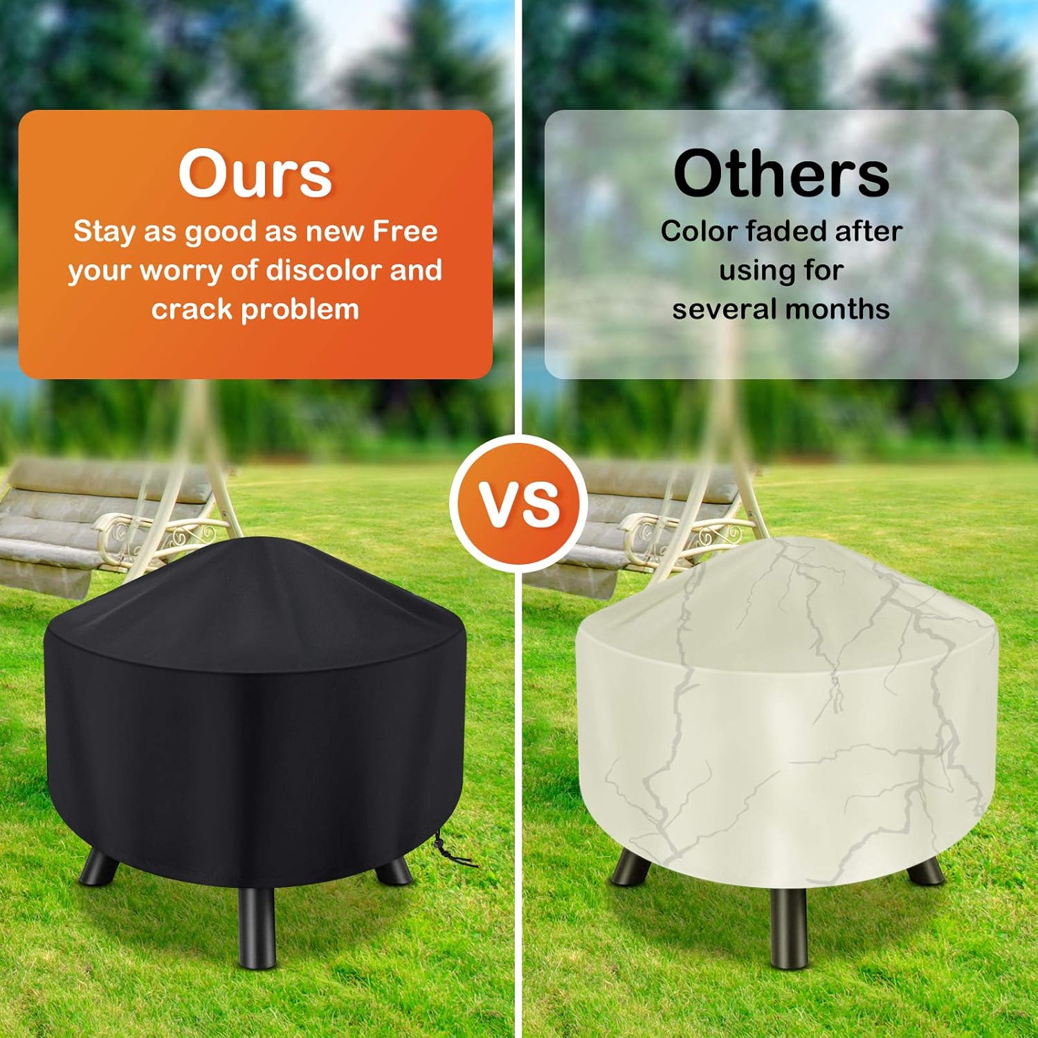 Fire Pit Cover Round for Fire Pit 22 Inch - 34 Inch Heavy Duty Outdoor Firepit Cover Full Coverage Patio Outdoor Fireplace Cover Fire Bowl Cover Waterproof, Dustproof and Anti UV : Patio, Lawn & Garden