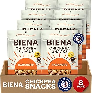 BIENA Chickpea Snacks - Crunchy Roasted Chickpeas - High Fiber Vegan Pro...
