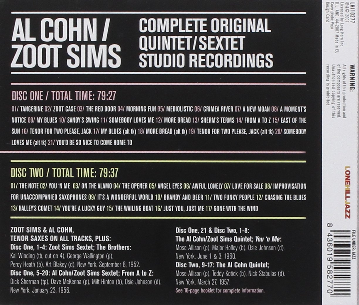 Complete Original Quintet / Sextet Studio Recordings - Al Cohn Album