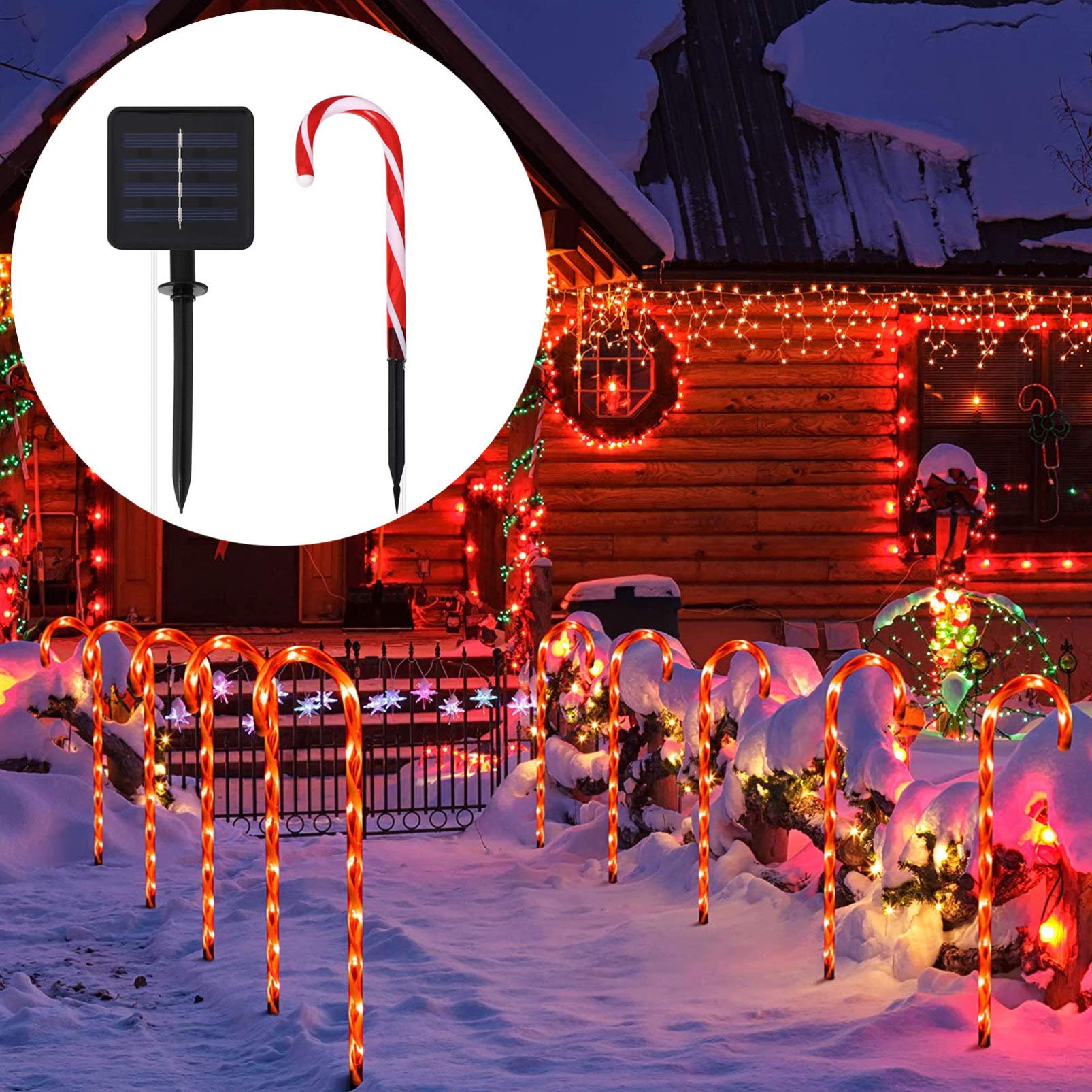 Solar Powered Outdoor Candy Canes Pack Of 8 Solar Power Christmas
