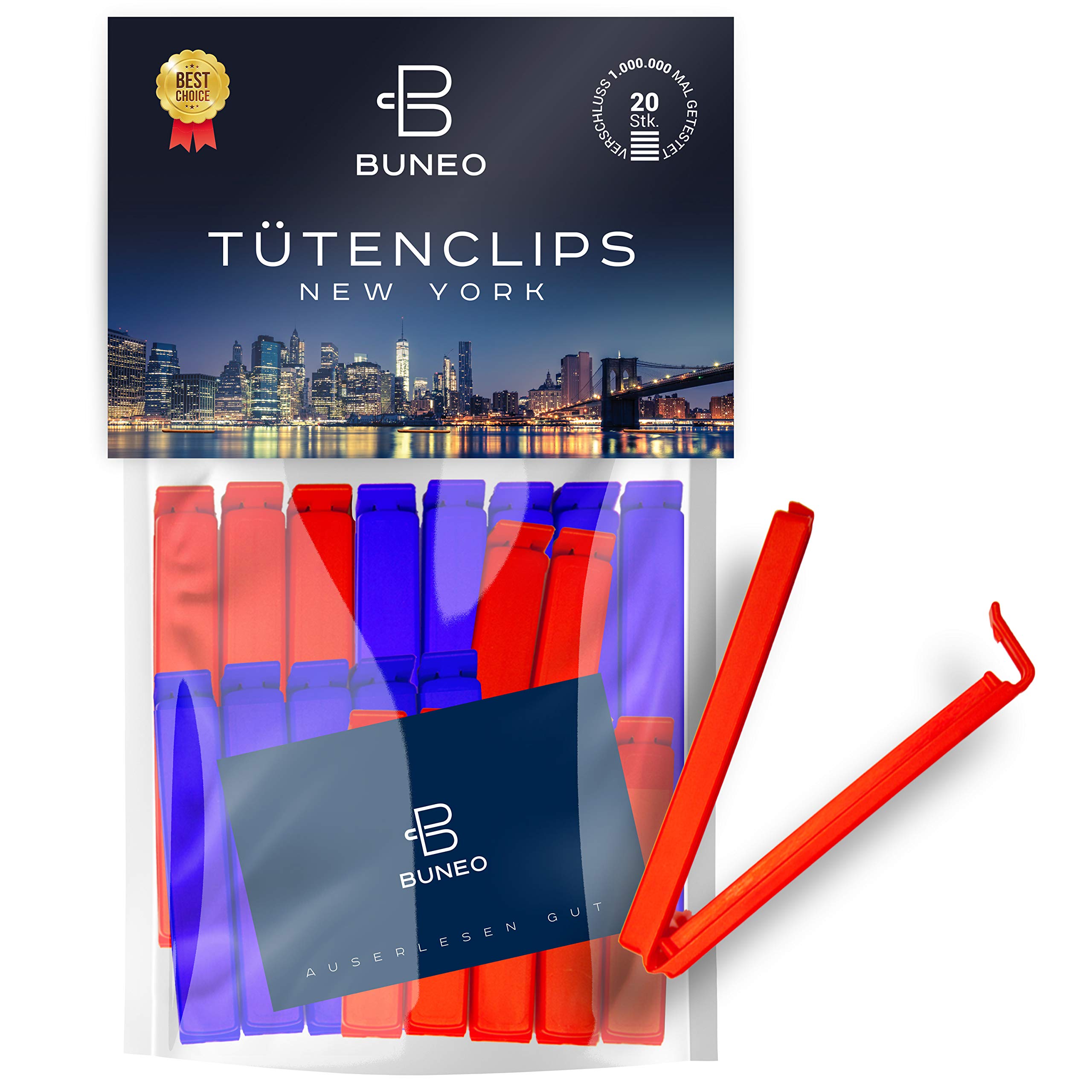 Black Master Lot De 20 Clips De Sac BUNEO | 20 Clips De Fermeture/pinces De Sac/nourriture De Couleur Noire, Chacune Avec Une Longueur De 11 Cm, Qualité Fonctionnelle Cliptastique