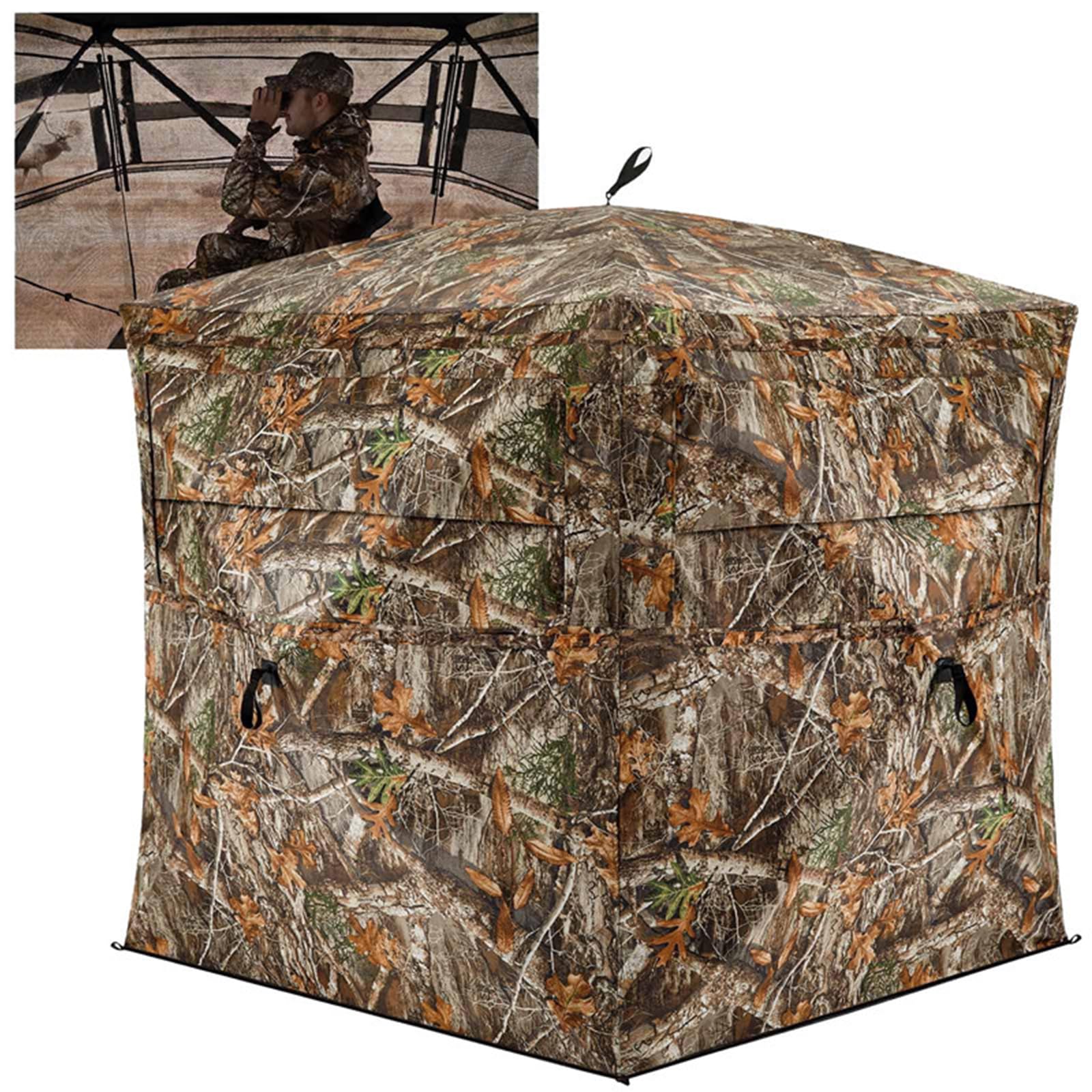 Tenda da Caccia con visibilità a 270° E Finestre Scorrevoli, Tenda da Terra Pop-up per 2-3 Persone per La Caccia a Cervi E Tacchini, Tenda da Caccia Portatile E Resistente