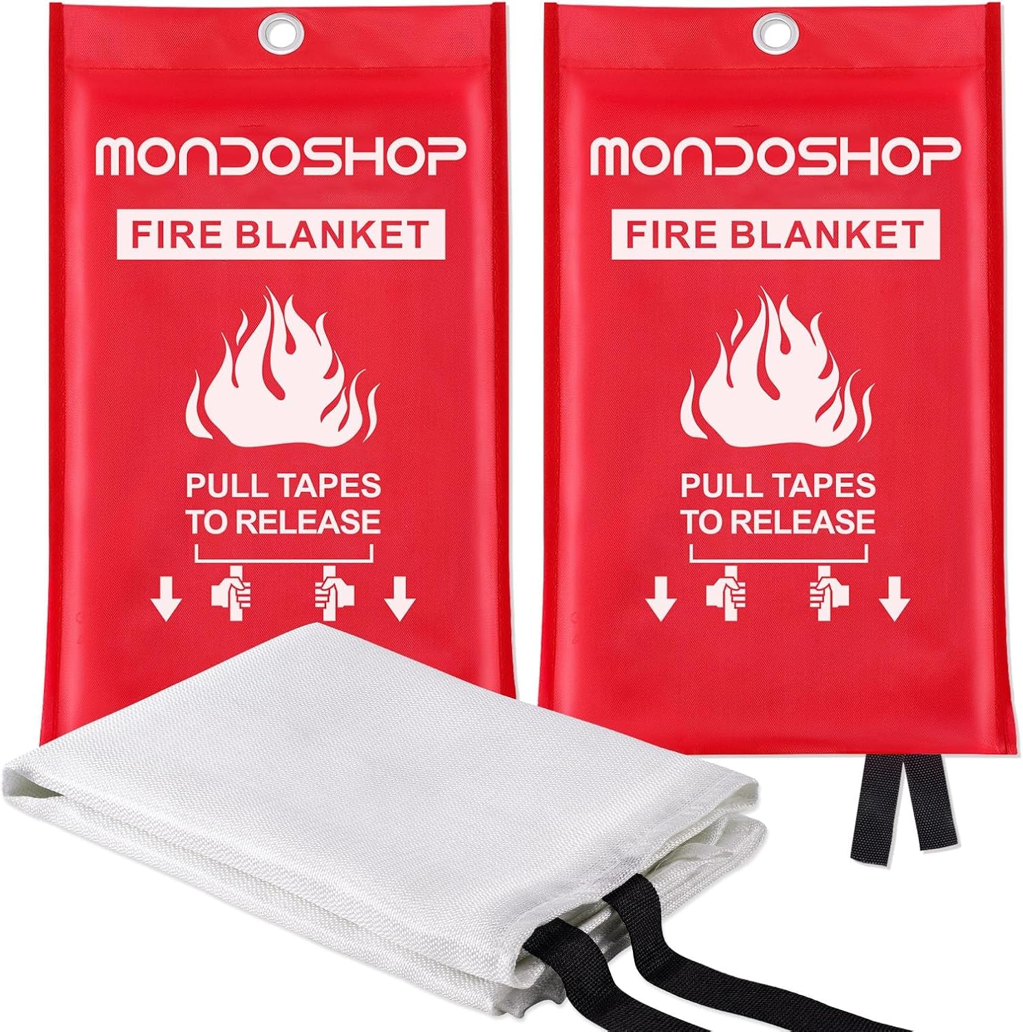 Mondoshop Fire Blankets Emergency for Kitchen Home, Fiberglass Fire Retardant Blanket for School, Grill, Car, Office, Warehouse, Camping, Picnic, Fireplace