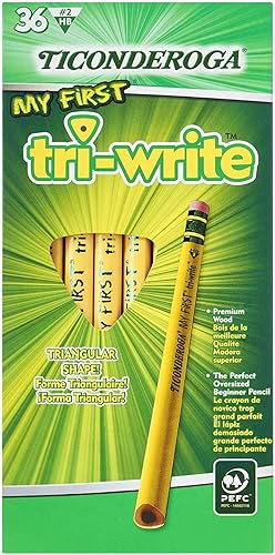 Vista 3 de Ticonderoga My First Tri-Write - Lápices con caja de madera (36 unidades) y Ticonderoga My First Lápices de madera (12 unidades)