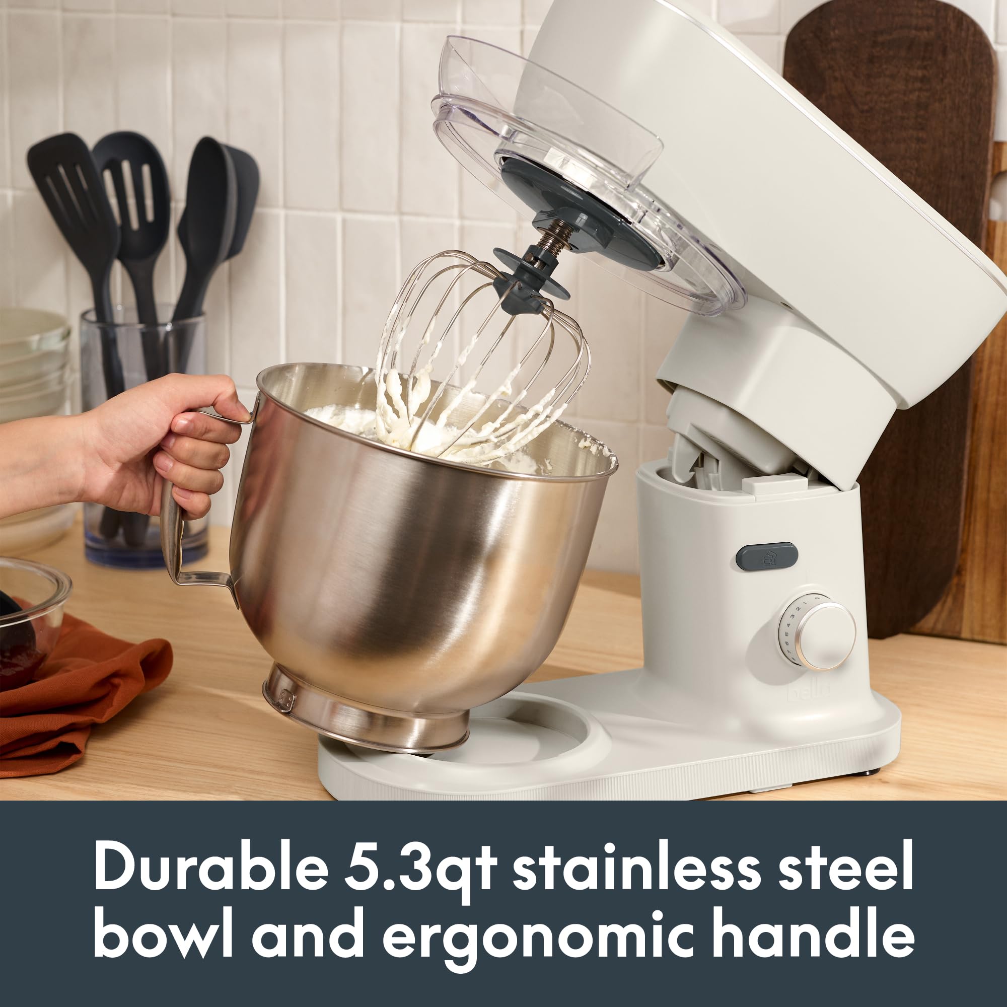 bella STIR 5.3Qt Tilt-Head Stand Mixer, 12-Speed Countertop Mixer, Oatmilk view 7