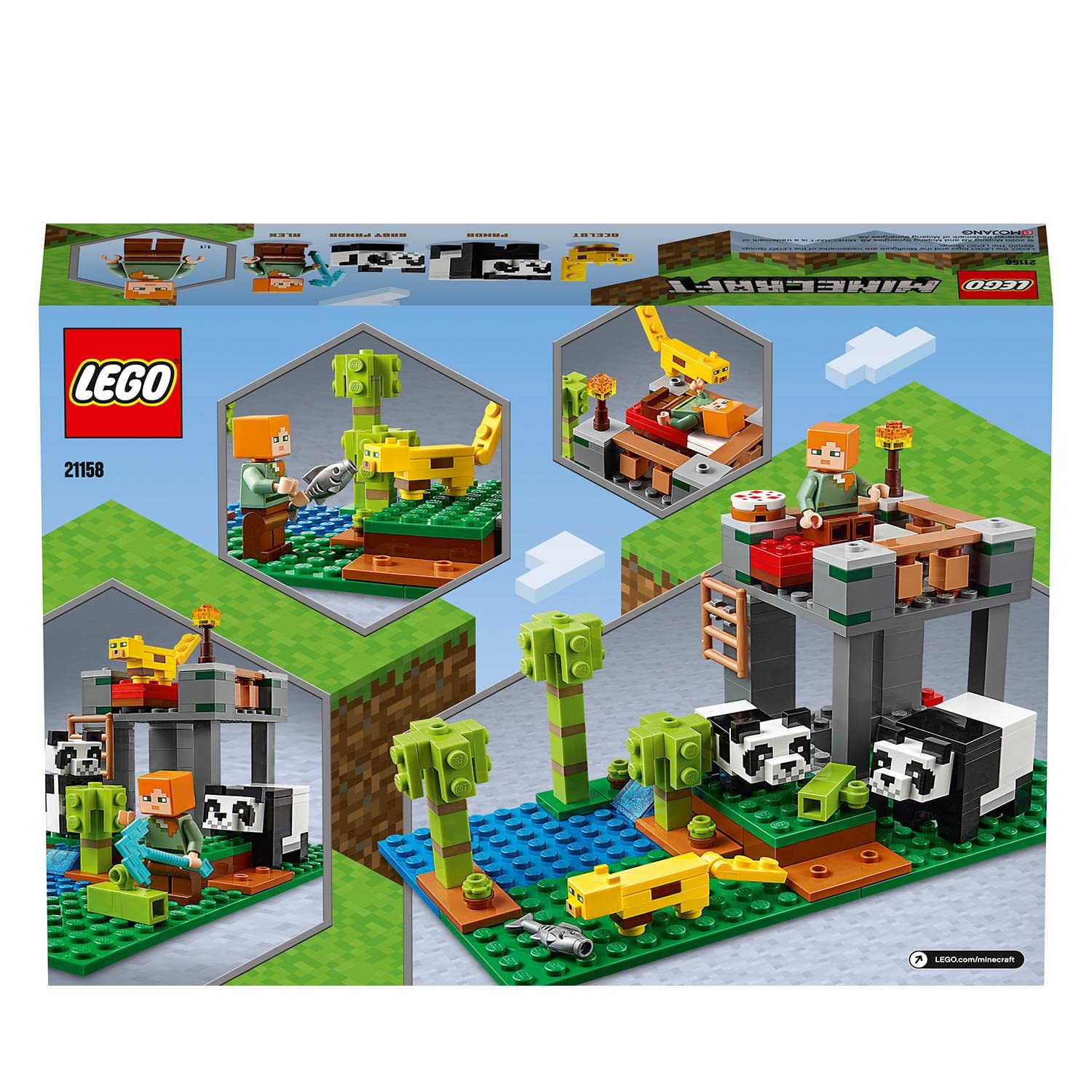 LEGO 21158 Minecraft L’Allevamento di Panda, Set da Costruzione con le Figure di Alex e degli Animali, Giochi per Bambini e Bambine dai 7 Anni in su