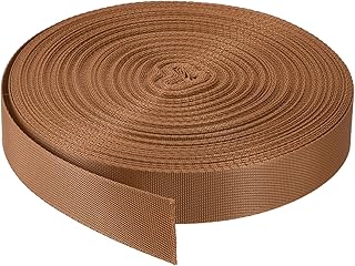 sourcing map Correa plana de nailon de 2,5 cm, 30 yardas, color marrón oscuro para mochila, correa de carga, portaequipajes