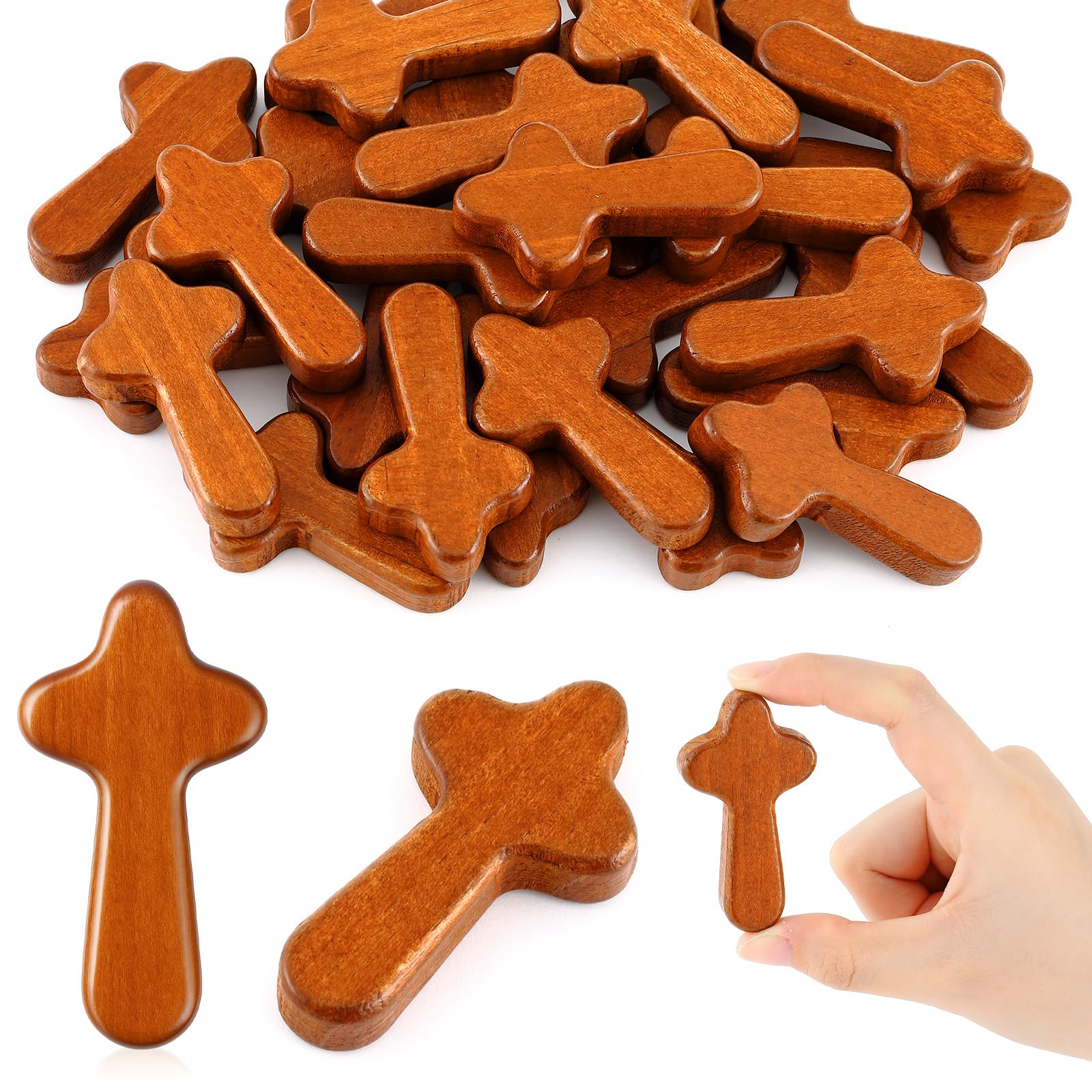 Landical 500 Pcs Small Wooden Crosses Bulk, Communion Baptism Favors