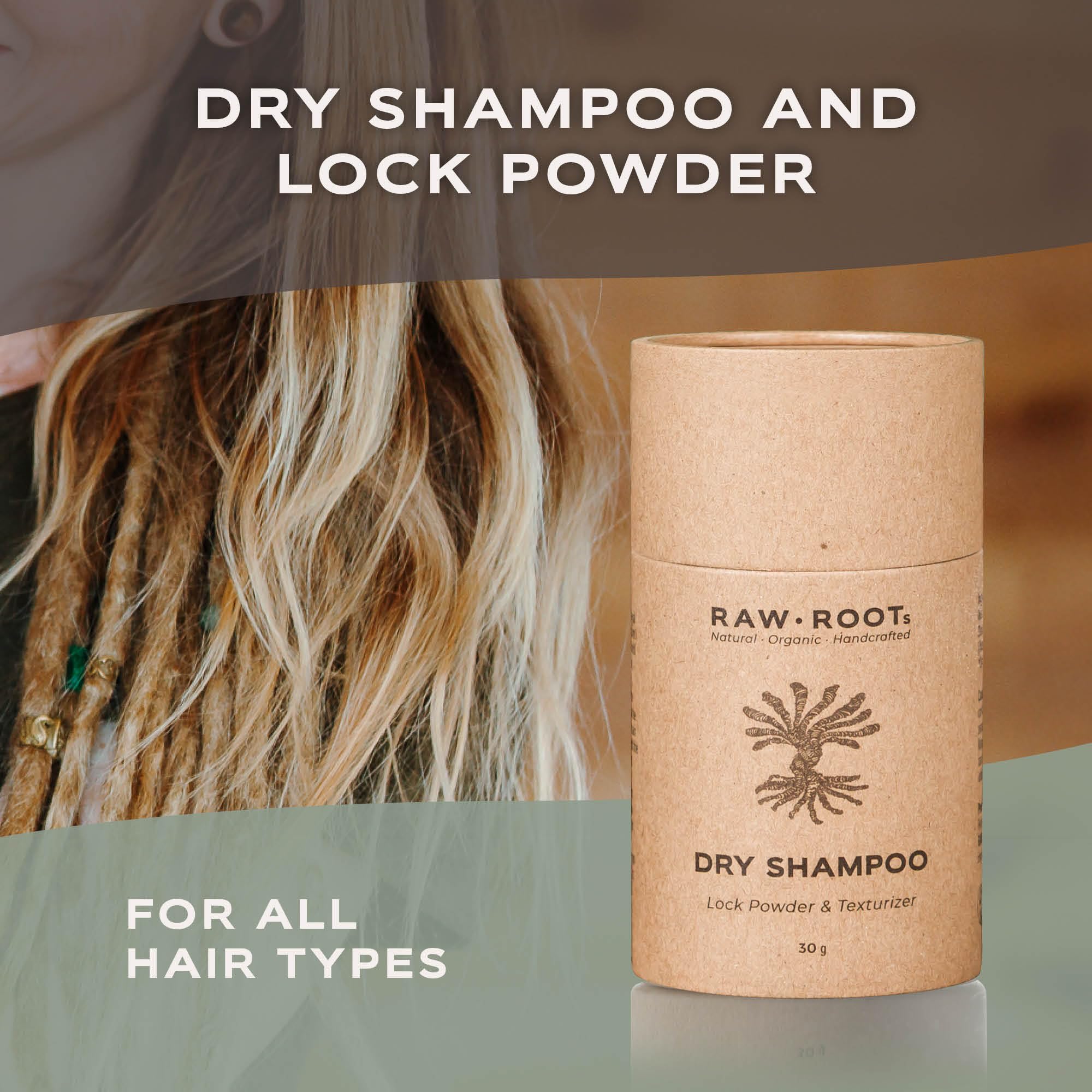 RAW ROOTs | Shampooing Sec pour Dreadlocks | Sans résidus & Pas de Résines ou d'oxydes difficiles à laver. Sans Parfum & Certifié par The Vegan Society | 100g