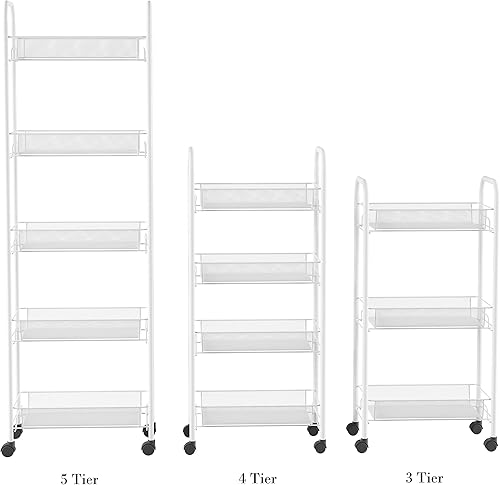 Miniatura 4 de Lavish Home Estantes de almacenamiento estrechos de 4 niveles  Carrito organizador móvil para ahorro de espacio para cocina, baño, lavandería,