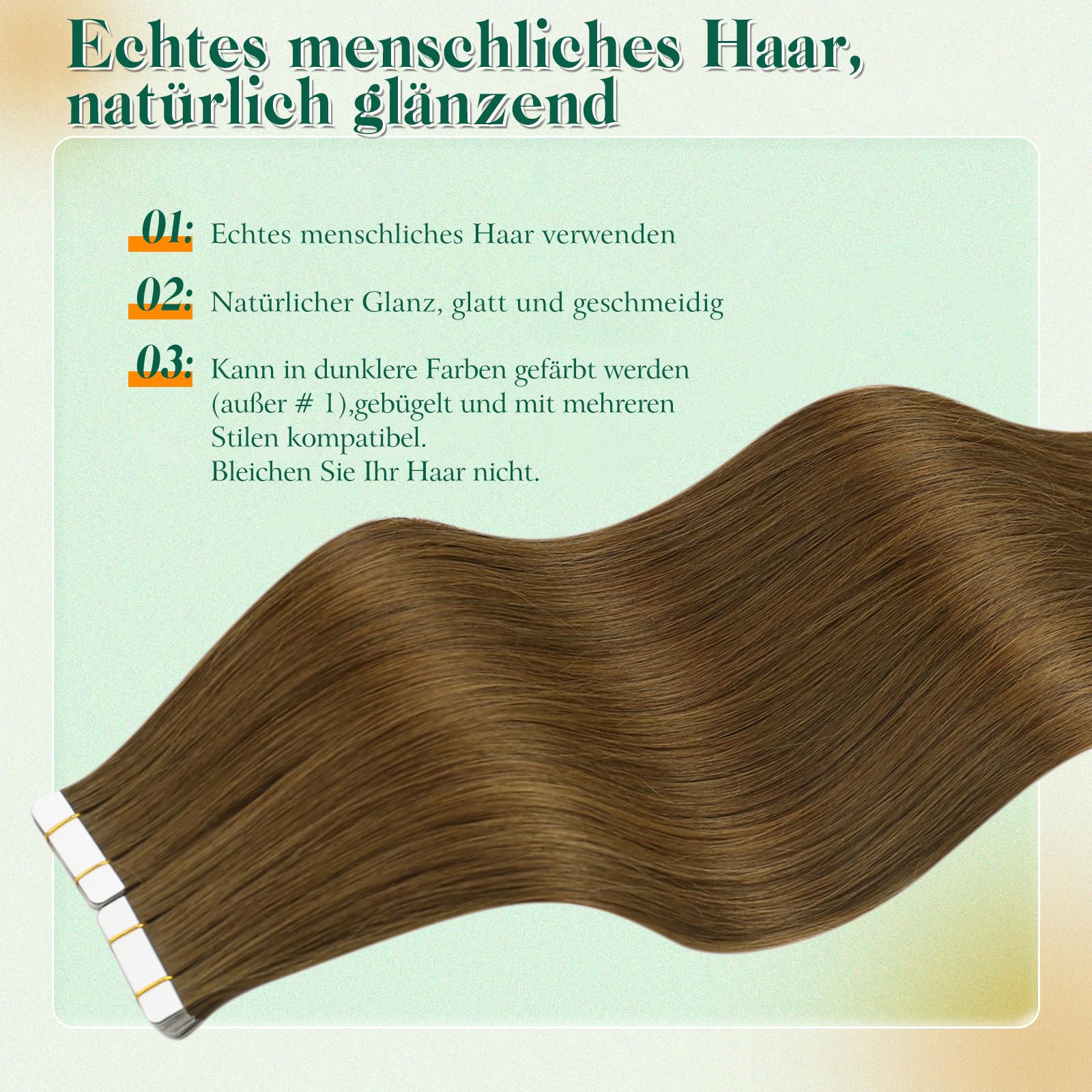 Easyouth Tape Echthaar Extensions Braun Echthaar Extension Tape Dunkelbraun Extension Menschenhaar Tapes für Damen #4 30cm 30g