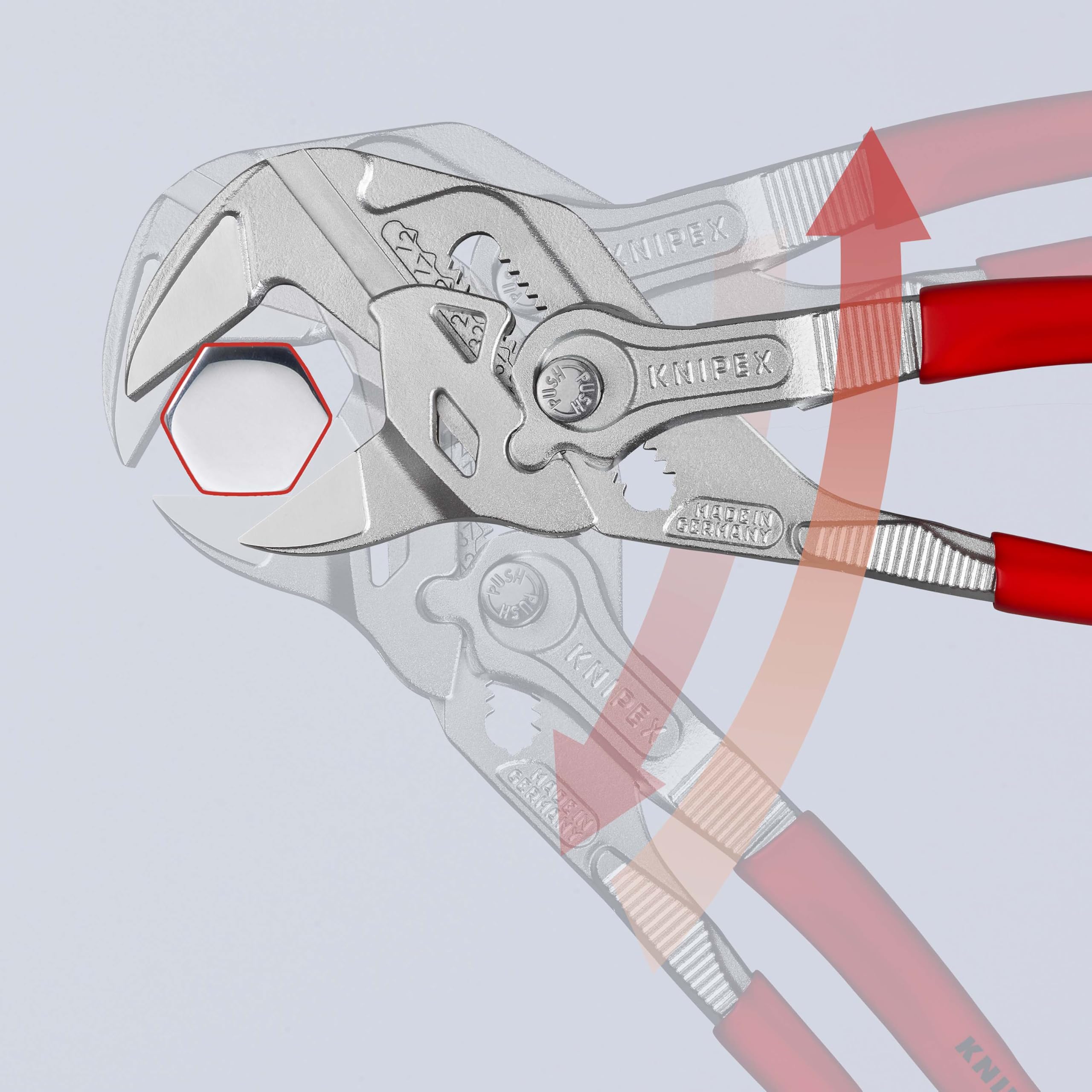 KNIPEX Zangenschlüssel 250 mm verchromt stufenlos bis 52 mm Feinverstellung per Knopfdruck