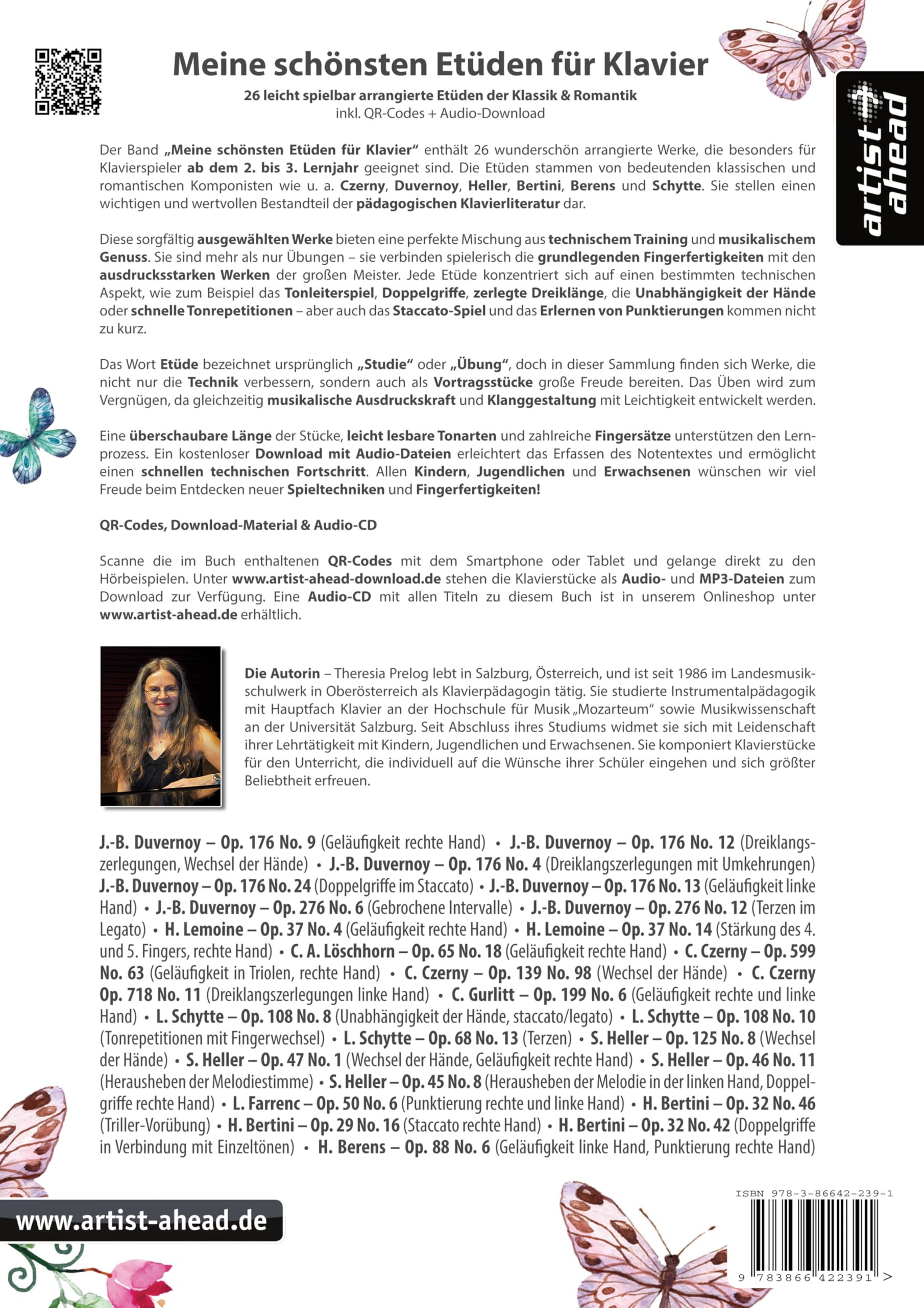 Meine schönsten Etüden für Klavier: 26 leicht spielbar arrangierte Etüden der Klassik & Romantik (inkl. QR-Codes + Audio-Download). Klaviernoten. Czerny. Duvernoy. Heller. Bertini. Berens. Schytte