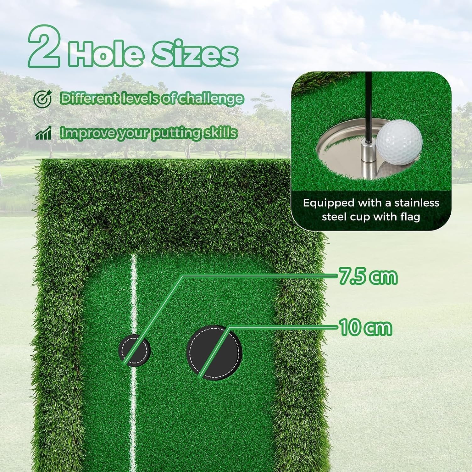 Portería de Golf Plegable 10FT con Bandera magnética