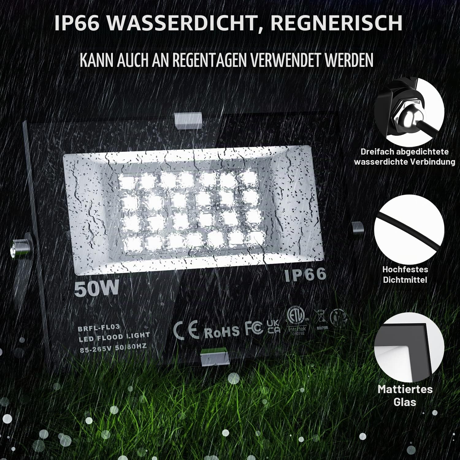 ChangM RGB LED Strahler Fluter Außen Mit Fernbedienung Objektbeleuchtung 2er Pack 50W LED Fluter Flutlichtstrahler, IP66 Wasserdicht Flutlicht, Garten Stimmungslichter