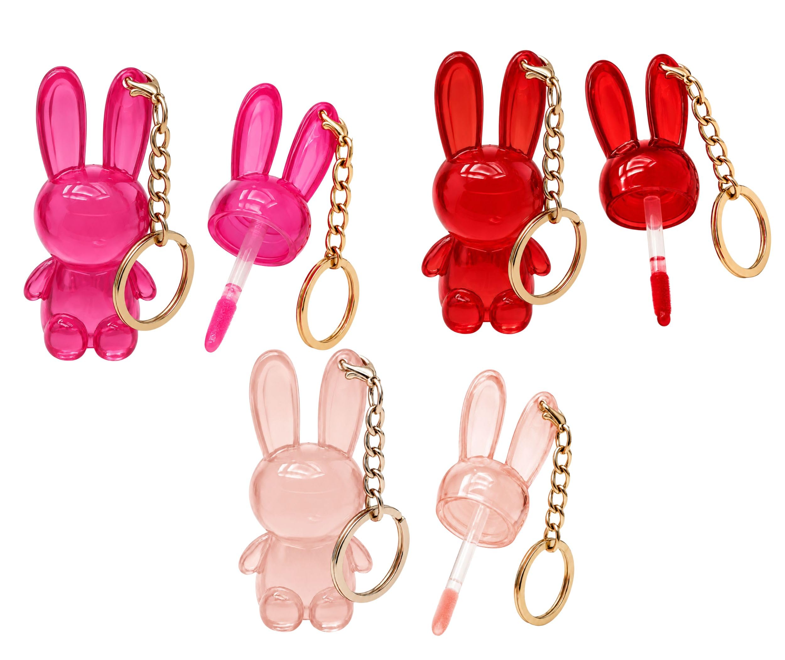 Cute Bunny Lip Gloss Keychain Set - Pack of 3 | Tinted Lip Gloss & Hydrating Lip Oil Combo | High-Shine Liquid Glass Finish Lip Stain Kit with Keychain Rings for Girls, Teens, and Women-image-22