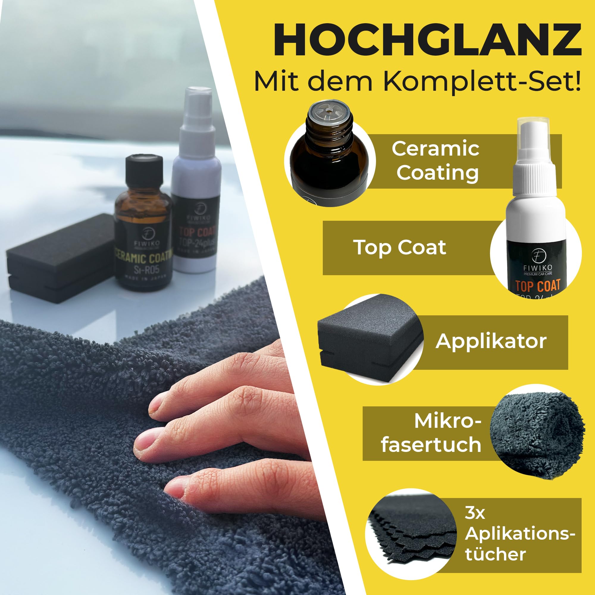 SI-R05 powłoka ceramiczna, zestaw 30 ml, ochrona lakieru do 48 miesięcy, głęboki połysk i hydrofobowy efekt lotosu, nano powłoka do samochodu, motocykla i felg – profesjonalna jakość, Made in