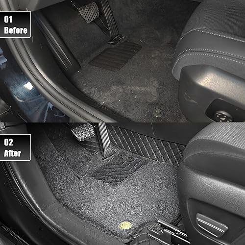 Miniatura 6 de EKR Juego completo de alfombrillas de automóvil de ajuste personalizado para Honda CRV 2023 2024 - Manta de cuero sintético Plus (negro)