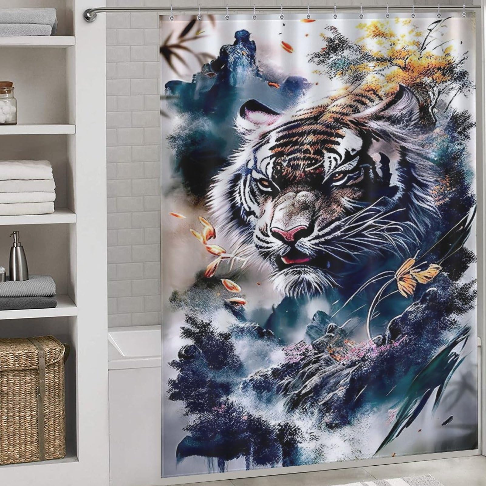 Rideau de douche tigre pour une décoration de salle de bain moderne et étanche au quotidien