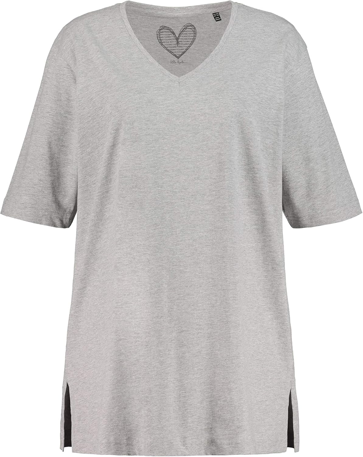 Ulla Popken Women's Basic-V T-Shirts Light Grey Mlange 42-44