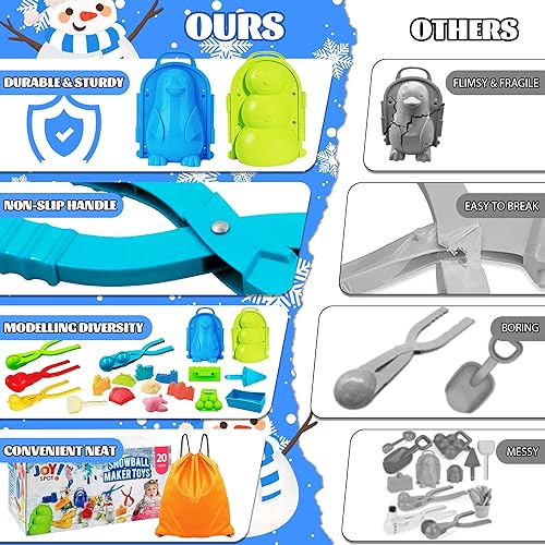 Miniatura 4 de JOY SPOT! 20 herramientas para hacer bolas de nieve, juguetes de nieve para niños y adultos, kit de juego de bolas de nieve, juguetes al aire libre