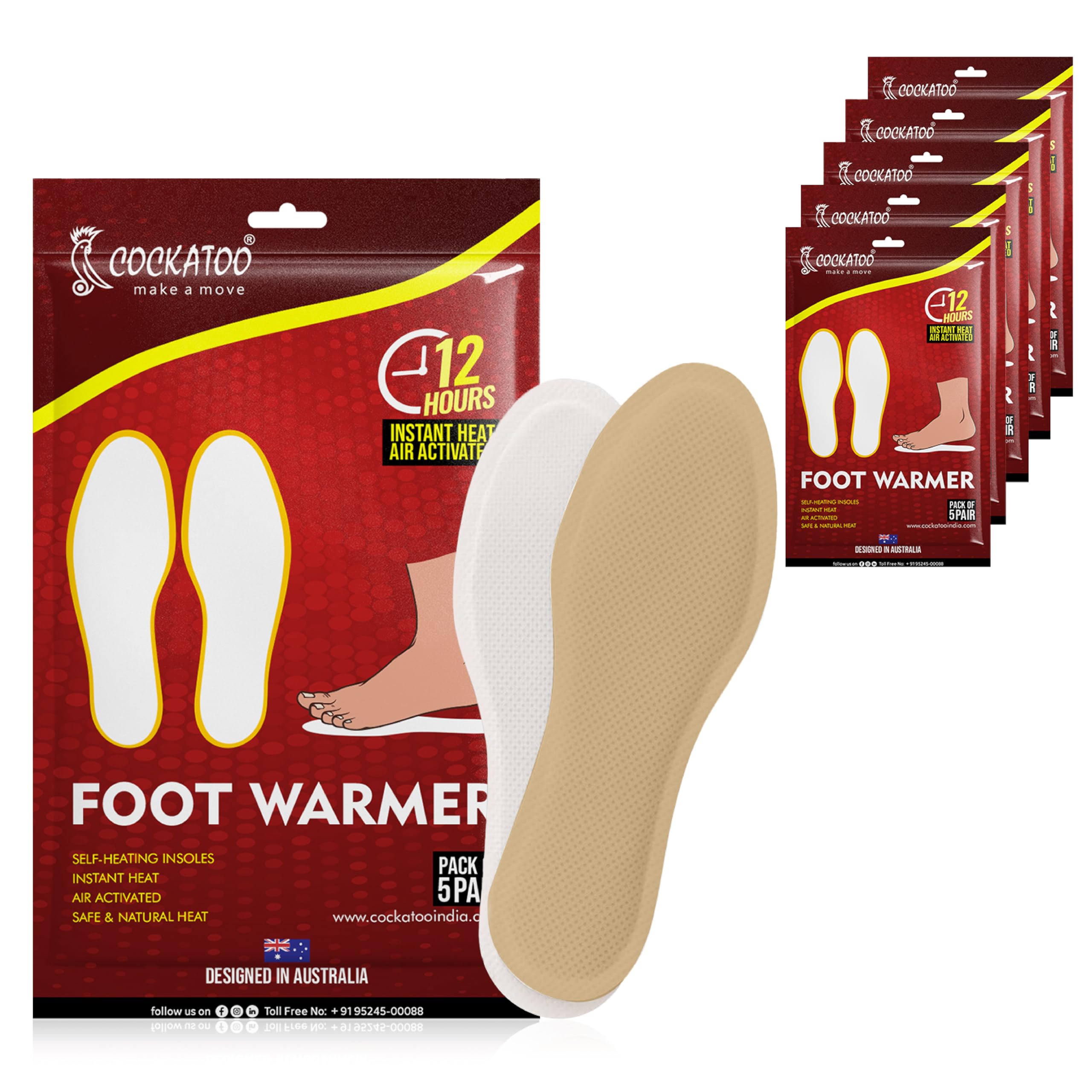 Cockatoo, Disposable Heat Pouch for Men & Women, Safe Travel Warmer for Instant Heat Warm Upto 10 Hours, Air Activated