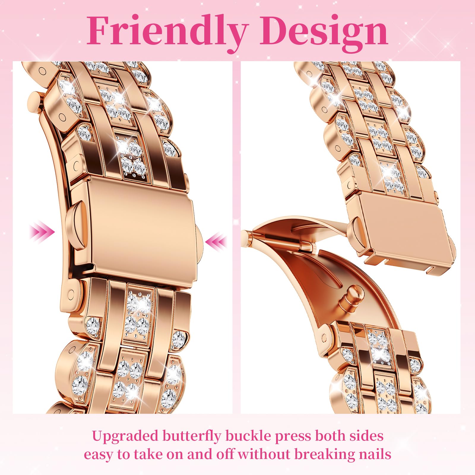 Bling Band + Hülle kompatibel mit Galaxy Watch 8 40 mm/44 mm, Damen-Ersatzarmband und Abdeckung für Samsung Galaxy Watch 8