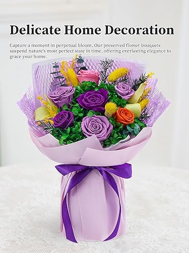 Miniatura 3 de Forever Flowers, ramo de flores preservadas, rosas preservadas, regalos de cumpleaños para mujeres, regalo para el día de la madre, para mamá,