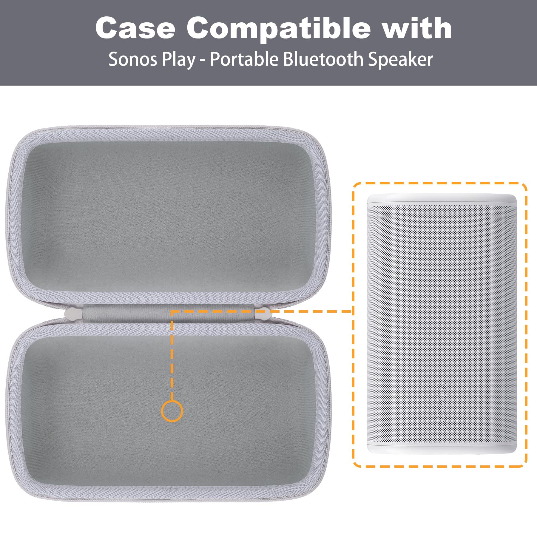 co2CREA Dur Étui de Voyage Rigide Housse Cas Coque pour Sonos Play Enceinte Portable(boîte Seule,Case Only)