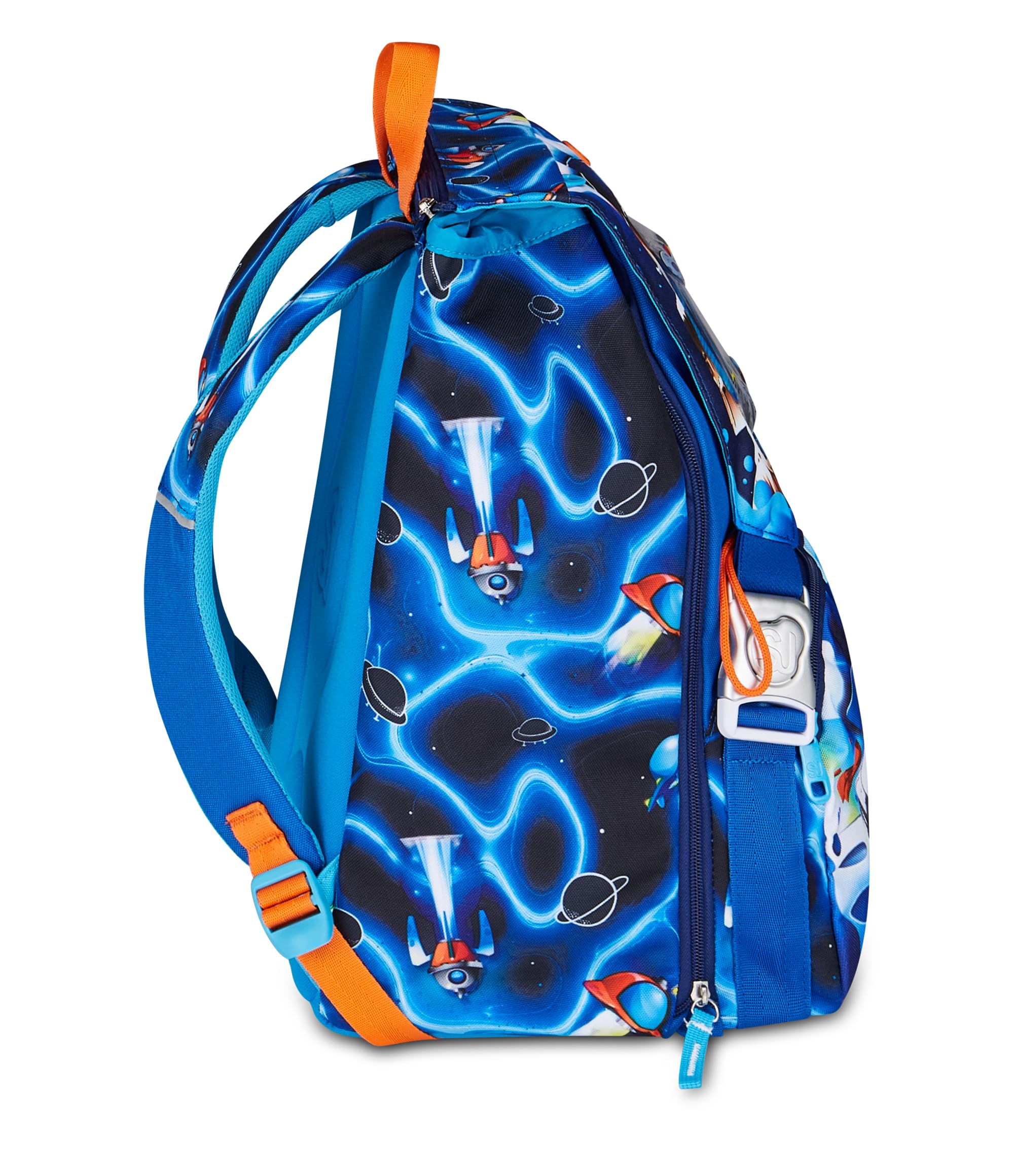 SJ GANG STYLE JAM GANG Zaino Scuola Estensibile Big SPACE LED BOY, Blu, 24 L, Zip laterali, Dispositivo luminoso su pattina, Tasca portaborraccia, Scuola elementare e media, Bambino, Ragazzo