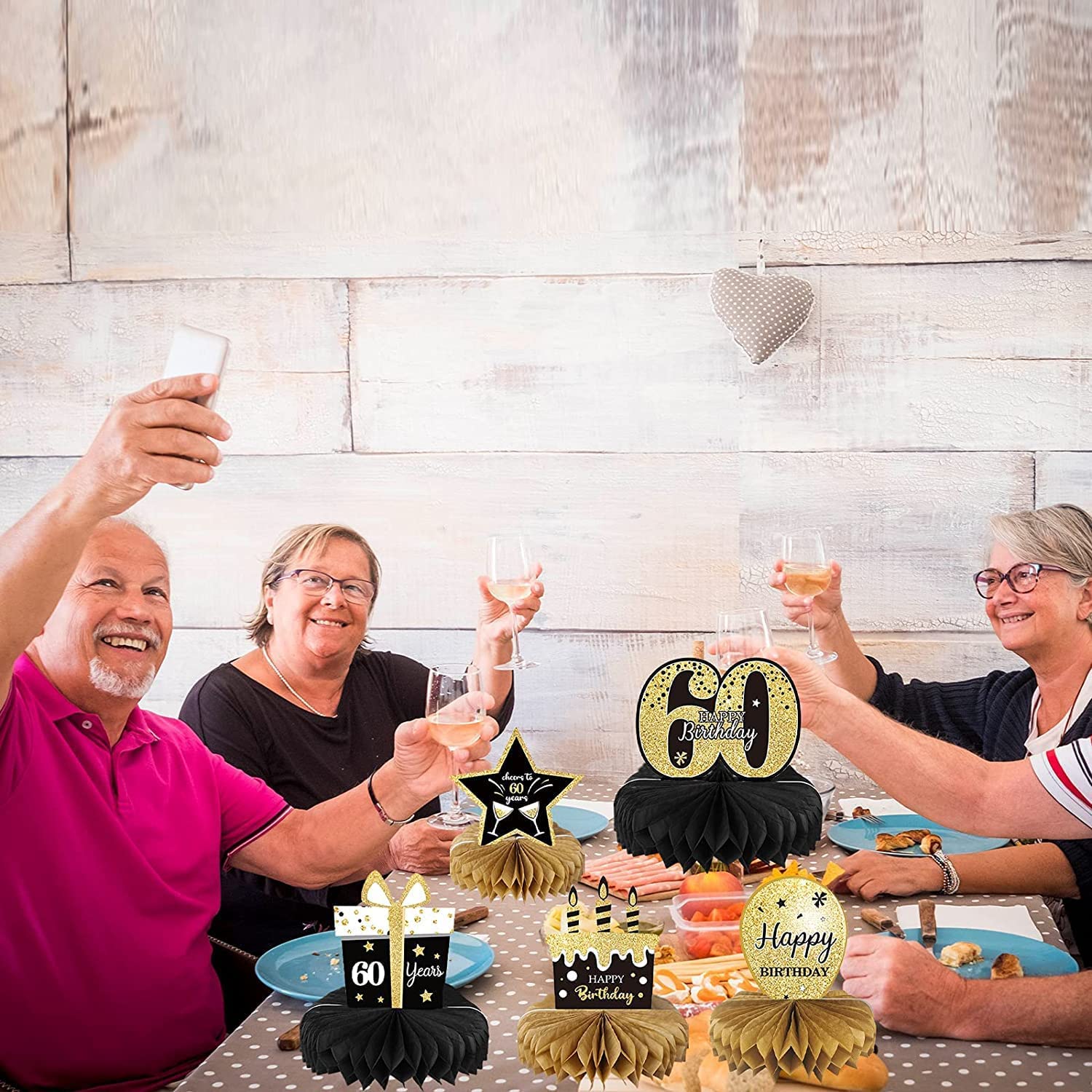 LINGTEER Centre De Table « Happy 13th Birthday » En Nid D'abeille Cheers To 13th Birthday Treize Years Old Party Décorations De Table Cadeau