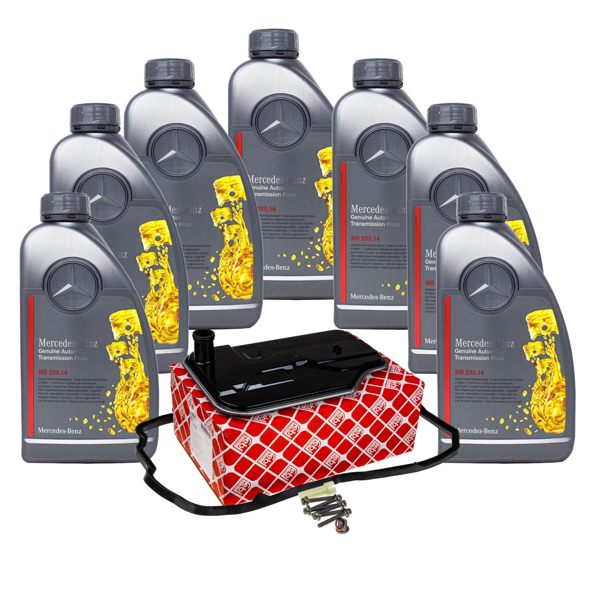 Automatikgetriebe Ölwechsel Satz enthält 7 Liter Getriebeöl MB 236.14 Hydraulikfiltersatz kompatibel mit S-Klasse Coupe C217 C216 CL 500 C215 E-Klasse W212 W211 GLS X166 350 D 4matic AMG 63
