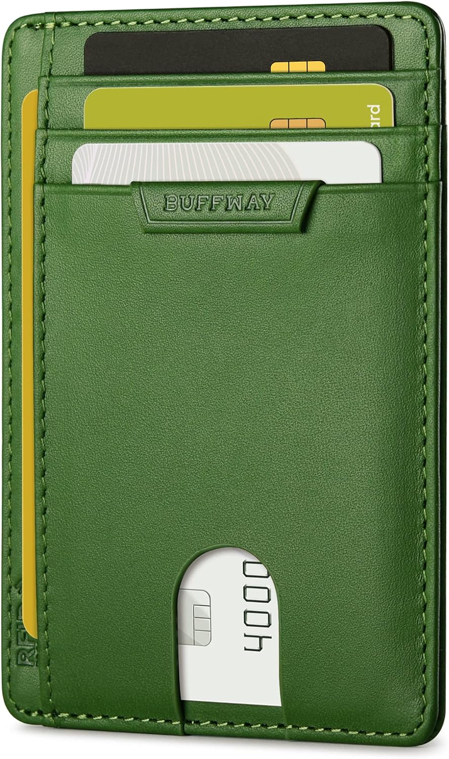 Buffway Slim Wallet for Men Women Minimalist Small Leather