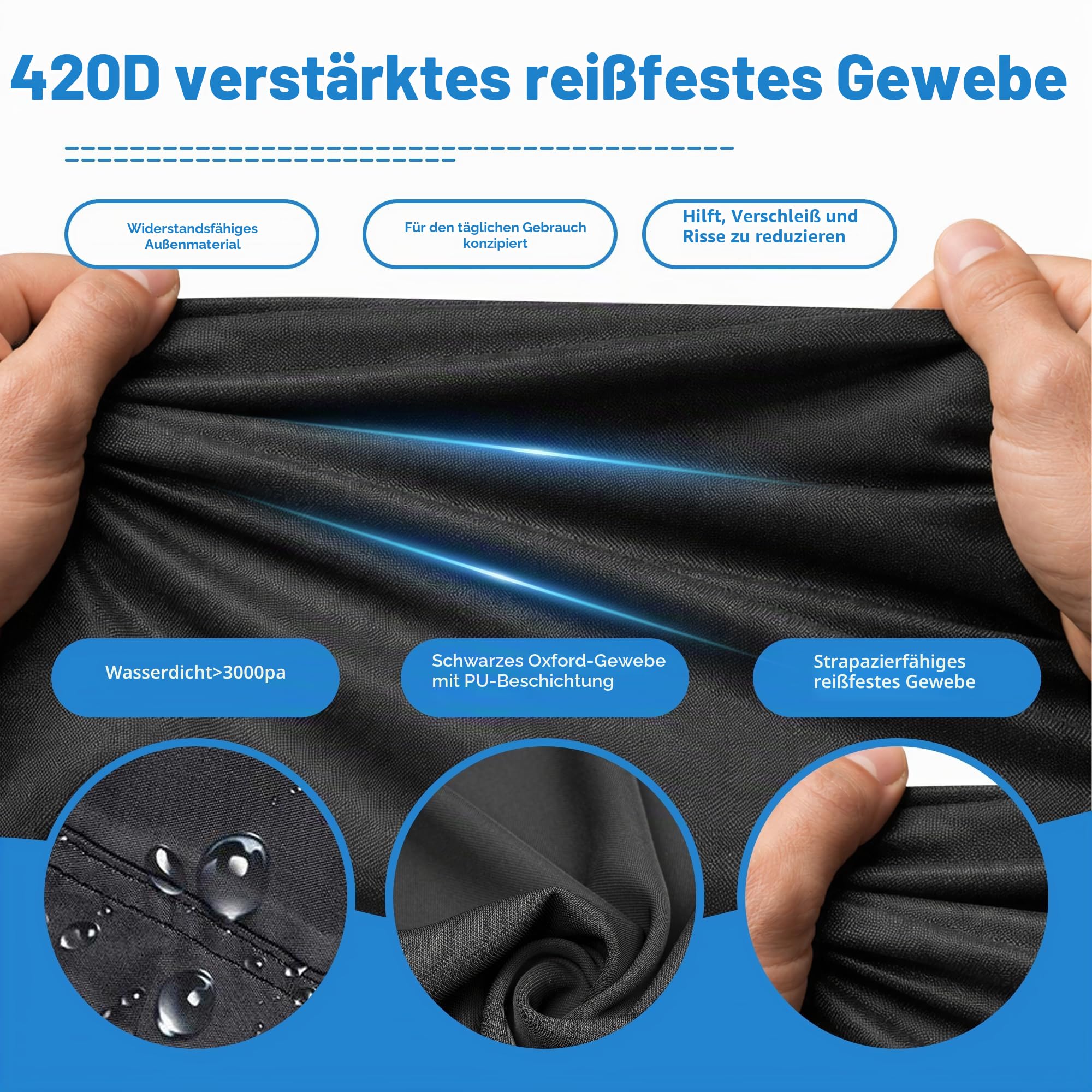 420D Rechteckige Poolabdeckung, Uv- Und ReißFest, 549x274cm, Winddichter Poolschutz FüR Aufstellpools, StrapazierfäHiges Planengewebe Mit Reflektierenden Streifen, Wetterfest